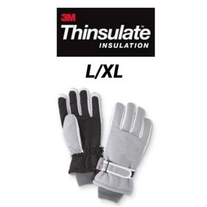🍭 3M THINSULATE Gray Embellished Snowflake Ski Gloves NWT L/XL
